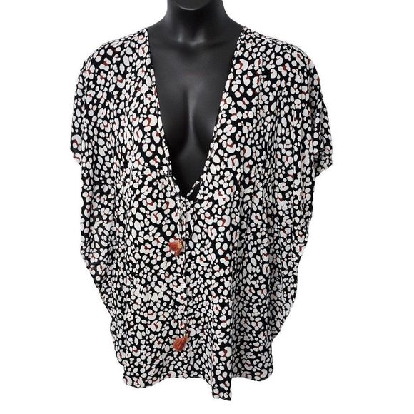 Jessica Simpson Coverup Caftan Tunic Dress Leopard Cool Cat Print - Picture 5 of 10